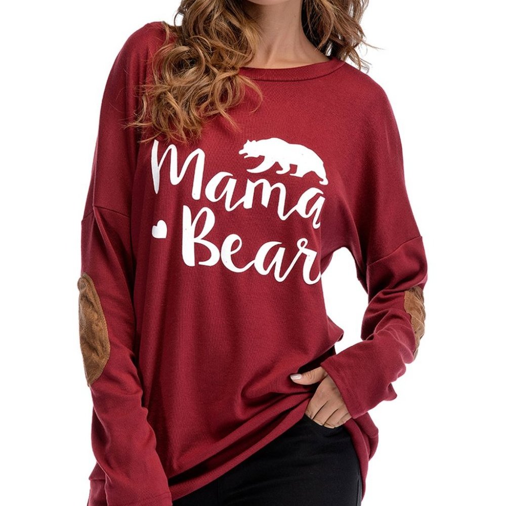 Red 'Mama Bear' Elbow Patch Sweatshirt Size L